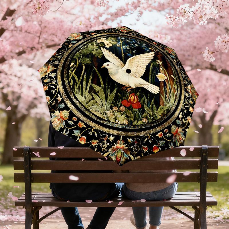 1PC bird flowers Umbrella-8-Rib Reinforced, Automatic Open, Lightweight & Durable, Cute Fashion Accessory for Outdoor-K1251