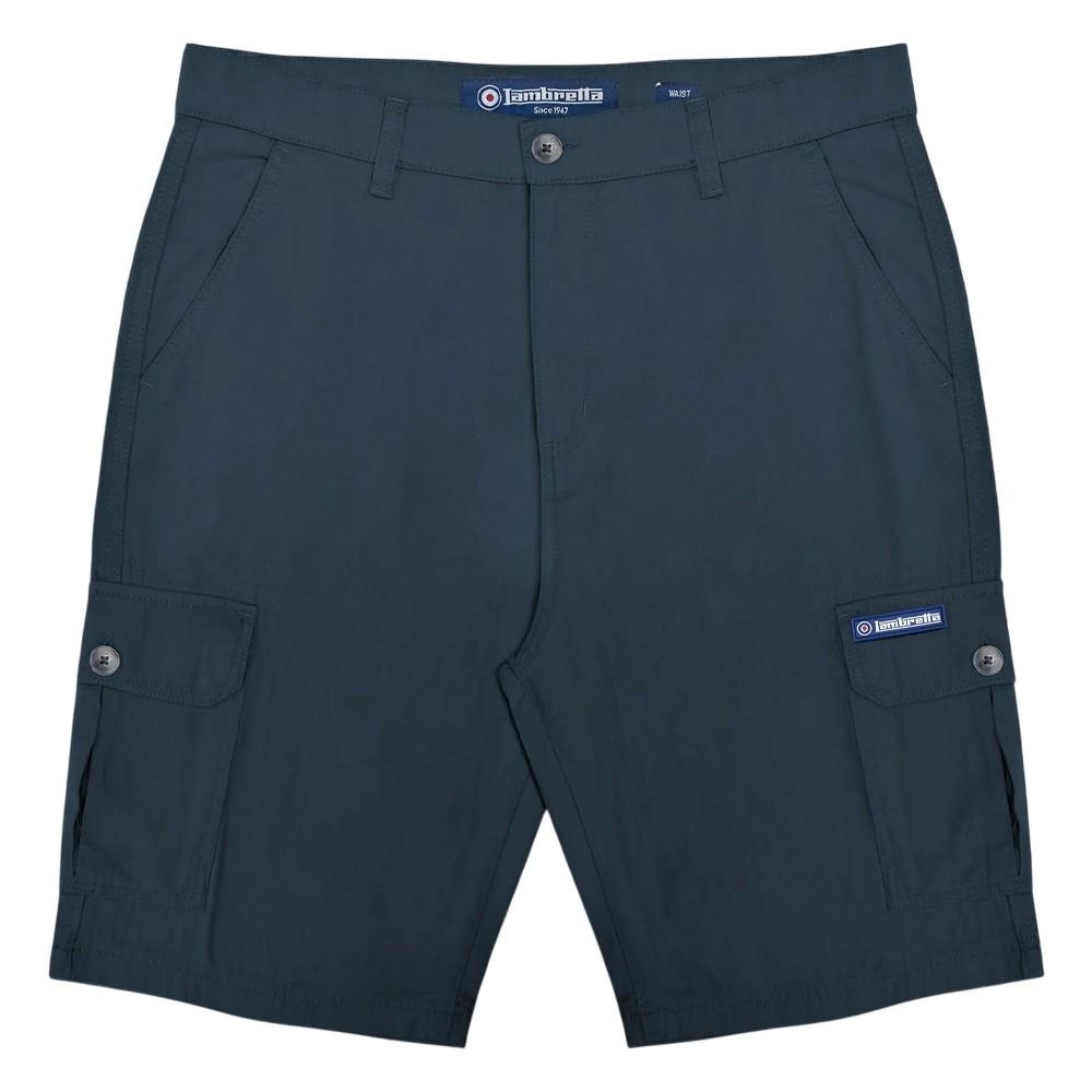 LAMBRETTA Mens Rubberised Logo Cargo Shorts