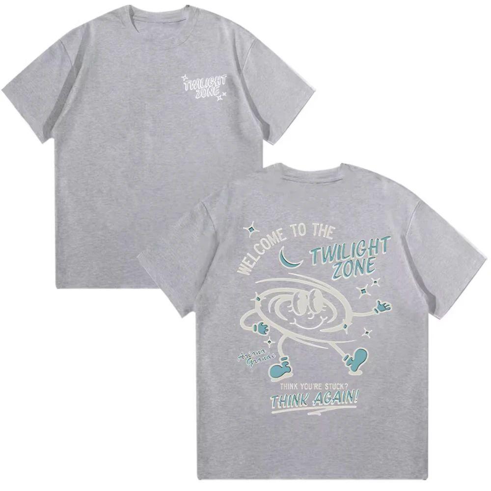 Ariana Grande Twilight Zone Think Again T-shirt Men's Women Vintage High Quality Cotton T Shirt Fashion Casual Soft Tee Y2K Tops