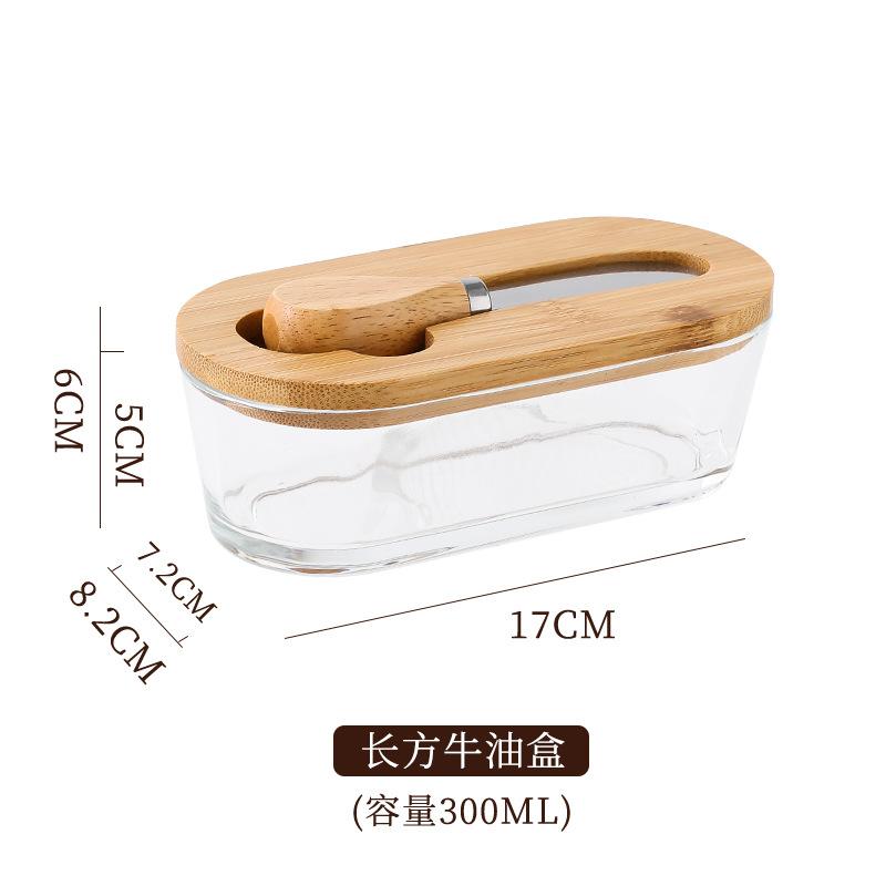 

Glass Sealed Butter Box with Lid and Spreader, Rectangular Cheese Storage Container, Household Butter Cheese Fresh Keeping Jar
