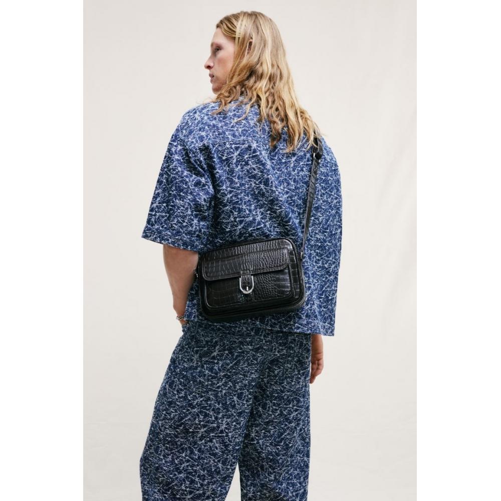 H M Pattern Baggy Jeans Blue Pattern