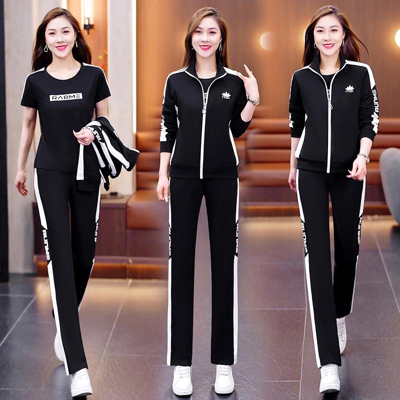 Bawełniany dres damski Woodpecker na wiosnę/jesień 2025: Modny Zestaw Trzech Elementów do Tańca Kwadratowego i Codziennego