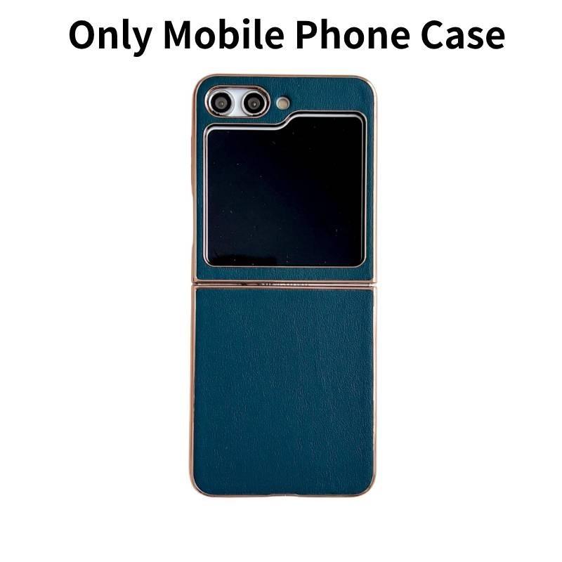 

Sleek Electroplated Leather Pattern Case For Samsung Galaxy Z Flip5 With Anti-drop Protection зелений
