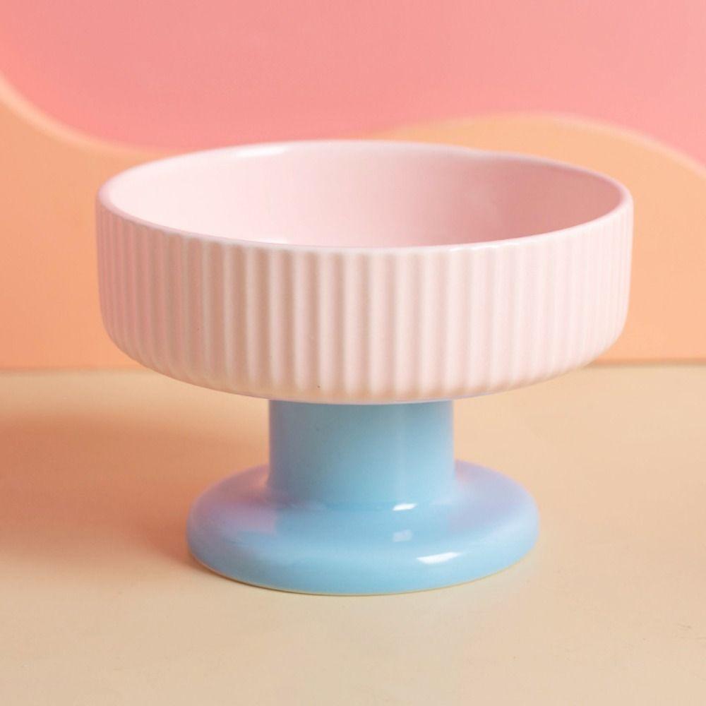 Cute Pet High Footed Cup Bowl Creative Pet Drinking Feeder Anti Knock Cat Bowl Neck Protection