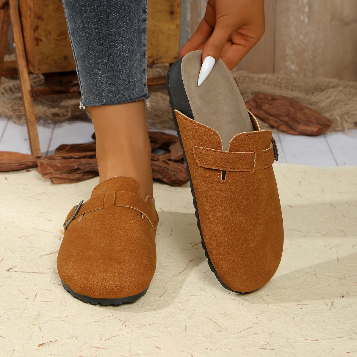 

Баотоу тапочки женские пара пробка шлепанцы желание обувь большого размера повседневные полушлепанцы ленивая обувь тренд 43 светло-коричневого