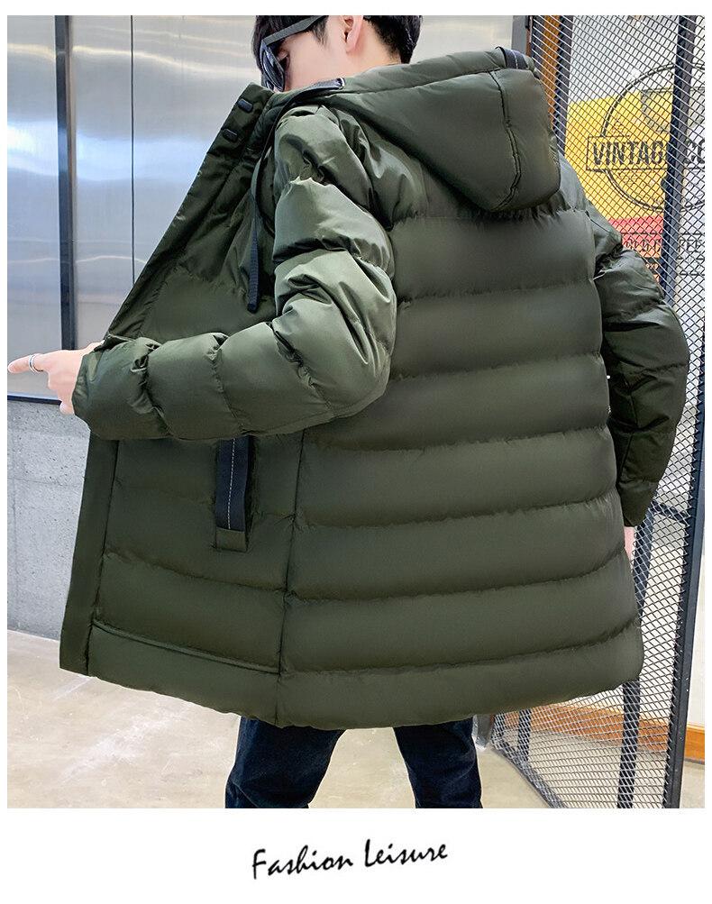 Men's Trendy Mid-Length Down Cotton Jacket, M-7XL - Warm, Thickened Outerwear for Autumn and Winter.