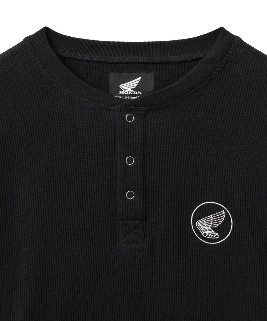 PHYPS MOTORCYCLE Waffle Henry Neck Long Sleeve Black