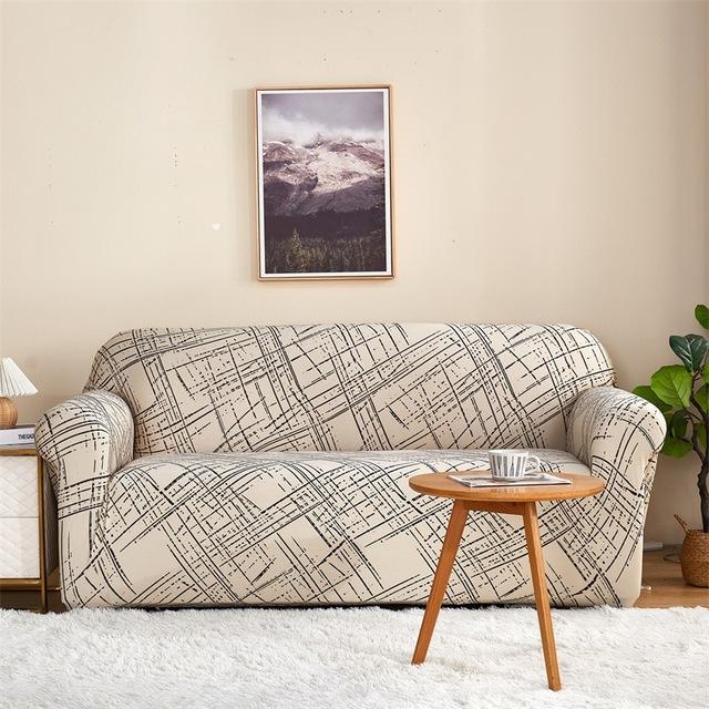 Elastischer, vollständig umwickelter Sofabezug aus Milchseide mit Aufdruck, universeller Couchbezug, Sofa-Schonbezüge, rutschfeste Bezüge für das Wohnzimmer