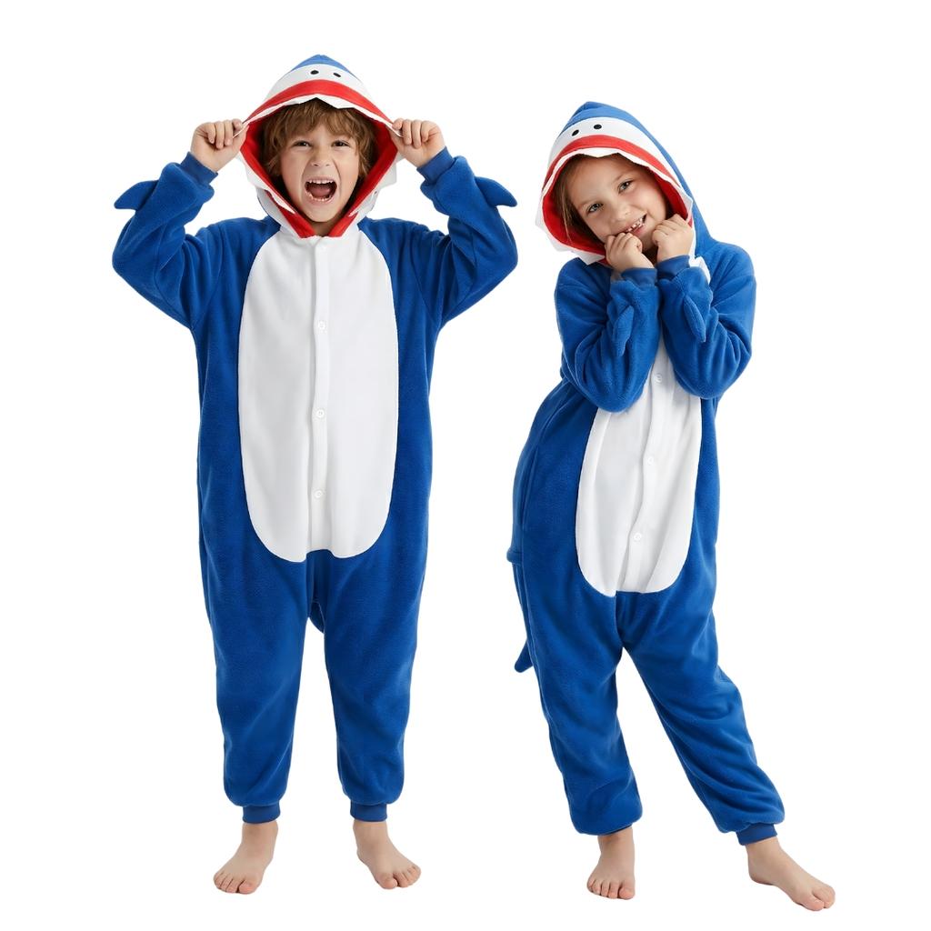 Piżama Onesie Kigurumi Kostium Przebranie Granatowy Rekin Dzieci 135-145Cm