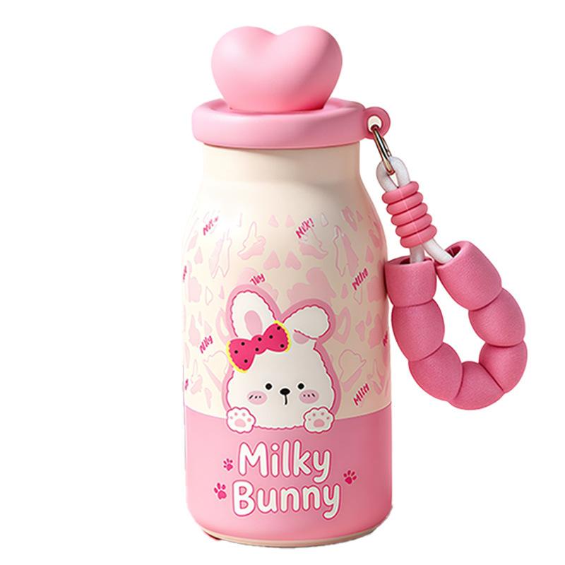 Water bottle cute cute pet thermos cup 0 high value love straw water cup rope cartoon cup