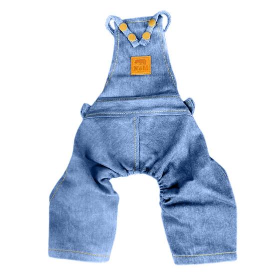 Pet Denim Jumpsuit Solid Color Cosplay Anti-fade Pet Jean Overalls Strap Dress Clothes for Teddy