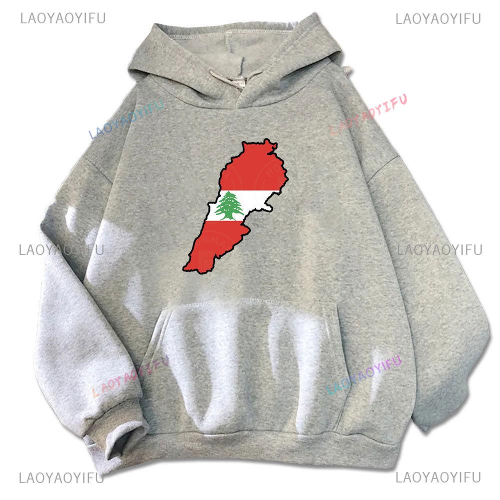 This Is Not My Dna Lebanon Flag Map Men's Long Sleeve Hoodie Autumn/Winter 2024 Lebanon Map Graphic Print Autumn Sweatshirt