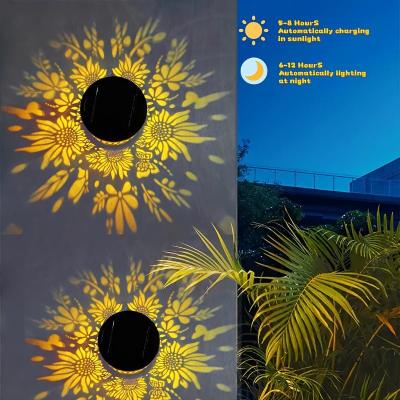 Cross Solar Mandala Sunflower Outdoor Wall Lamp Garden Decoration