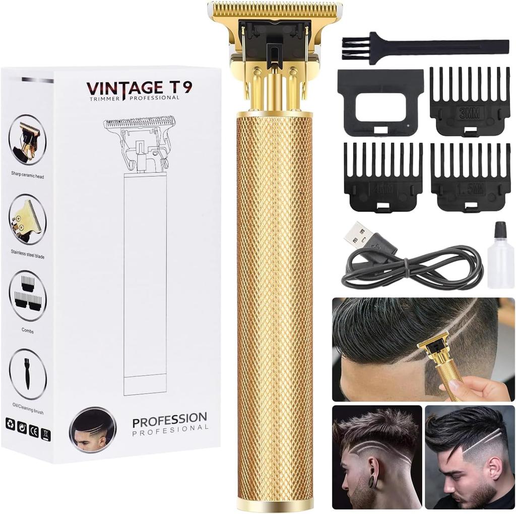Cordless Beard and Hair Trimmer for Men, Professional T-Blade Rechargeable Grooming Kit, 4 Adjustable Limit