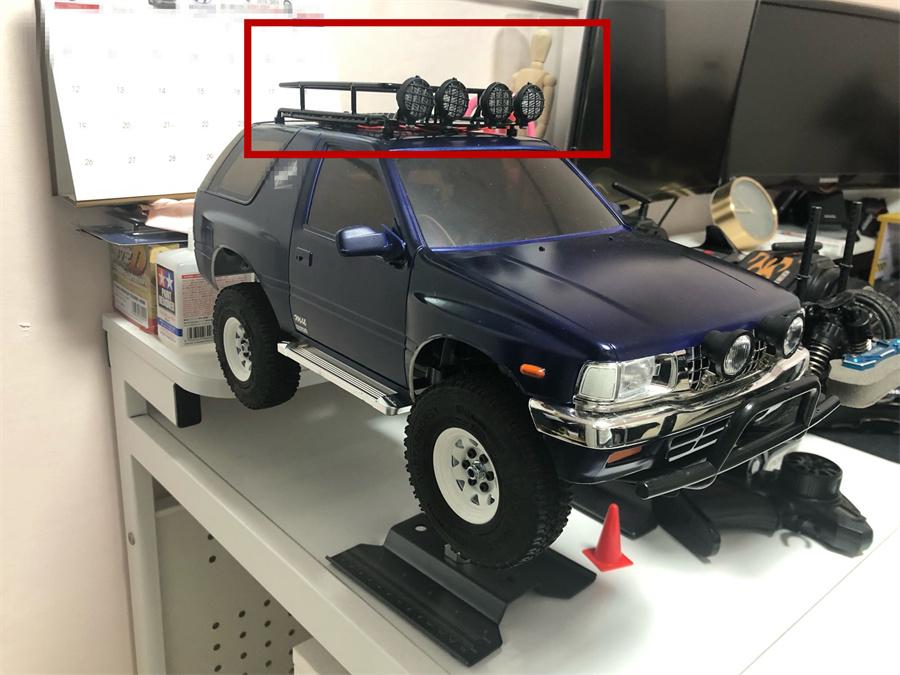 Roof Rack Luggage Carrier with LED Light Bar for 1/10 Traxxas Defender TAMIYA CC01 Axial SCX10 RC Car Prts Accessories