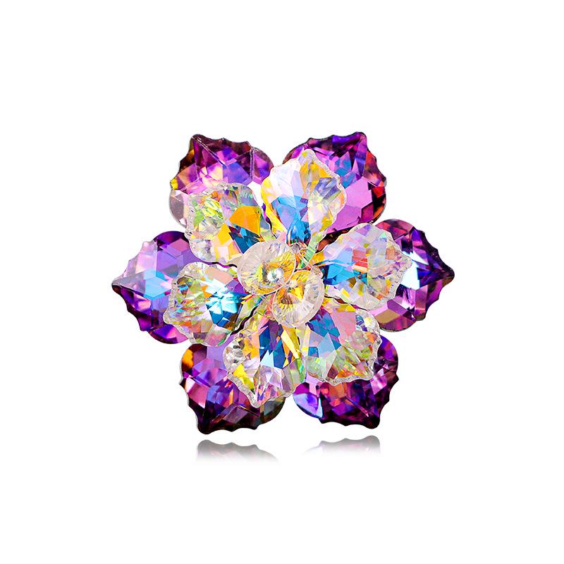 Hand-Woven Multi-Faceted Color-Changing Snowflake Flower Brooch for Suits - Unisex
