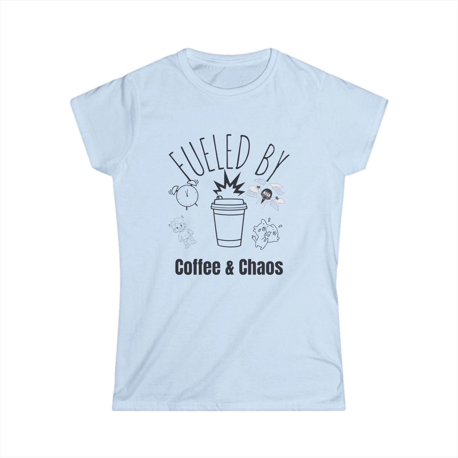 Coffee & Chaos Women’s Tee – Funny Mom Life Shirt, Softstyle Casual T-Shirt 2XL