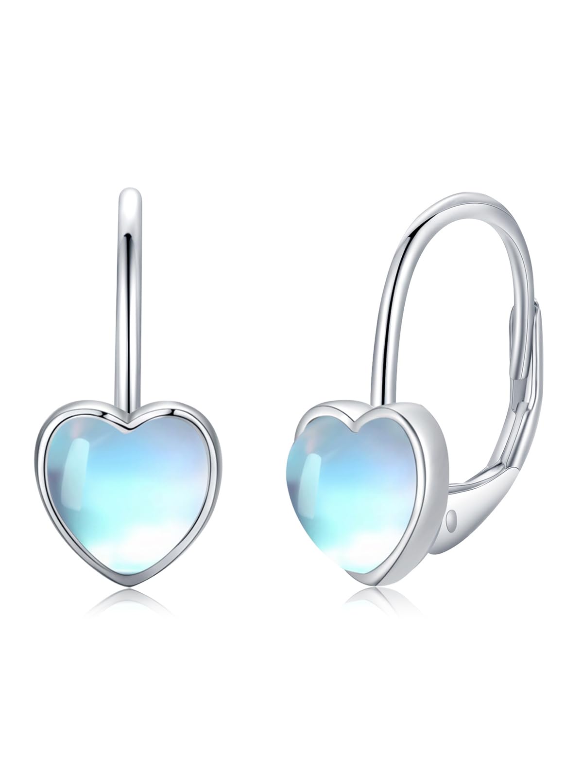 

StoryMidir Earrings for 925 Hoop Gift for Gift Box Women, Silver, Heart, Moonstone, Earrings, Hypoallergenic, Small, Stylish, Cute, Simple, Women,