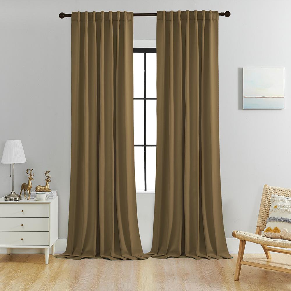 

Shaoxing Curtain Strap Type Dark Loop Rod Bag Finished Curtain High Density Full Shading And Heat Insulation 132 * 46Cm (52 x18 ) 1 piece of dark climb хаки
