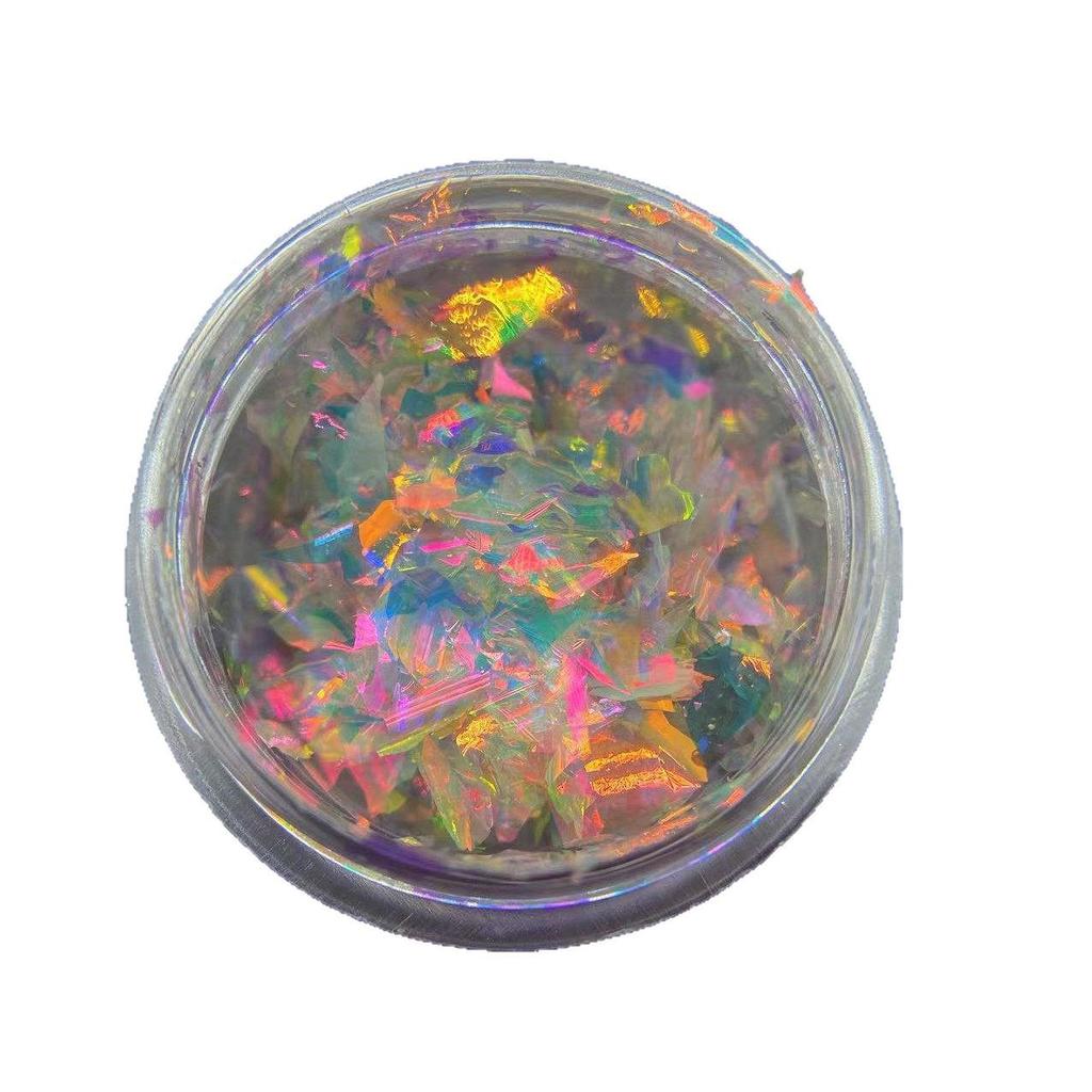 Yun Jin Halb-Irisierendes Opal-Nagelkunstpulver: Hochglänzende DIY Glitzer Pailletten.