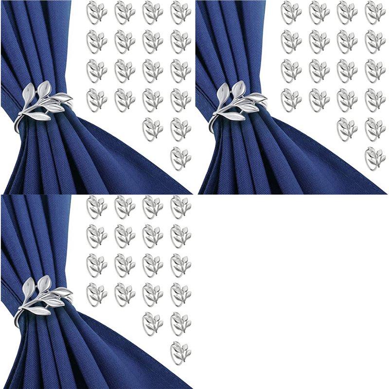 60Pcs Silver Leaf Napkin Rings - Silver Napkin Ring For Table Napkins - Holiday Napkin Rings Fall Napkin Rings For Party серебряный