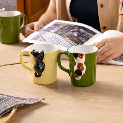 350ML Neuartige Keramik-Wassertasse für Paare Hochwertige Cartoon-Katzen-Kaffeetasse Kreative Büro-Wassertasse für den täglichen Gebrauch