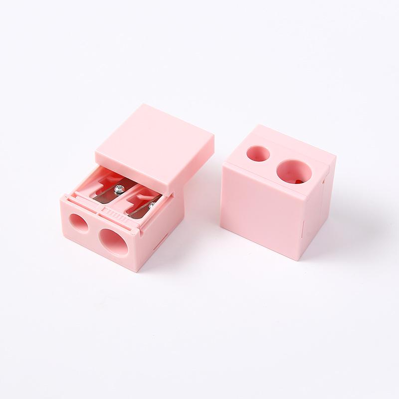 Dual-Use Eyebrow and Lip Pencil Sharpener with Lid - Double Hole for Thick & Thin Pencils