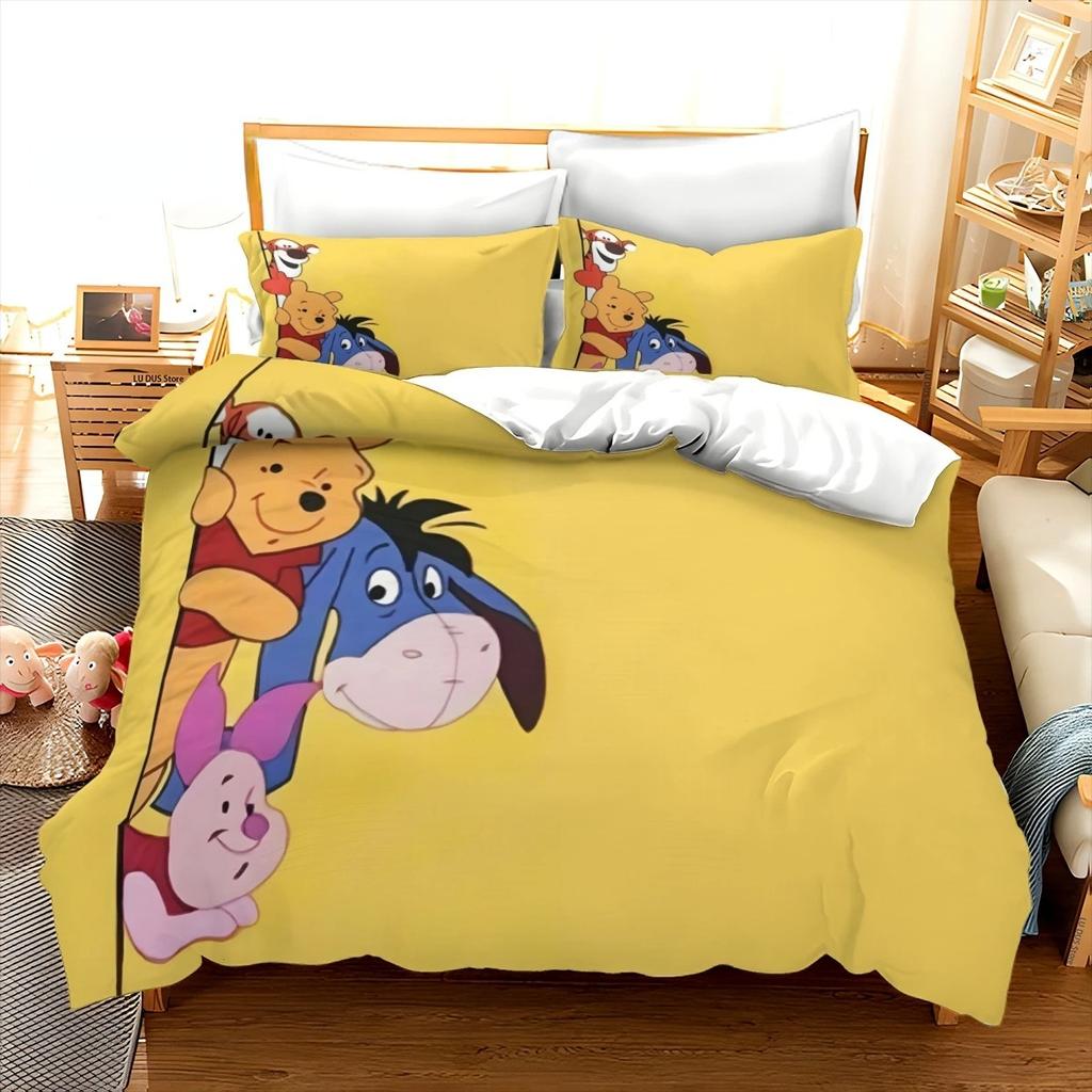 Winnie the pooh Fashion Bedding Set 3D Printing Home Decoration Pillowcase Cute Bear Quilt Cover Gift To Family and Friends