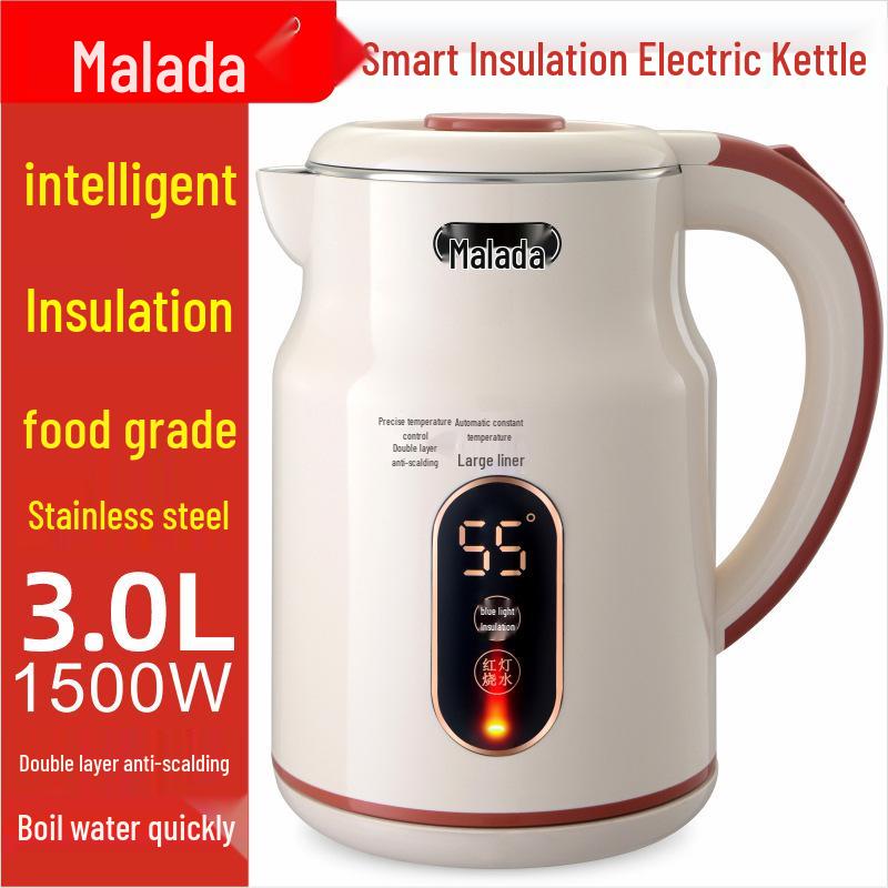 Hervidor eléctrico de aislamiento de acero inoxidable Wanlida de 3 l para uso doméstico