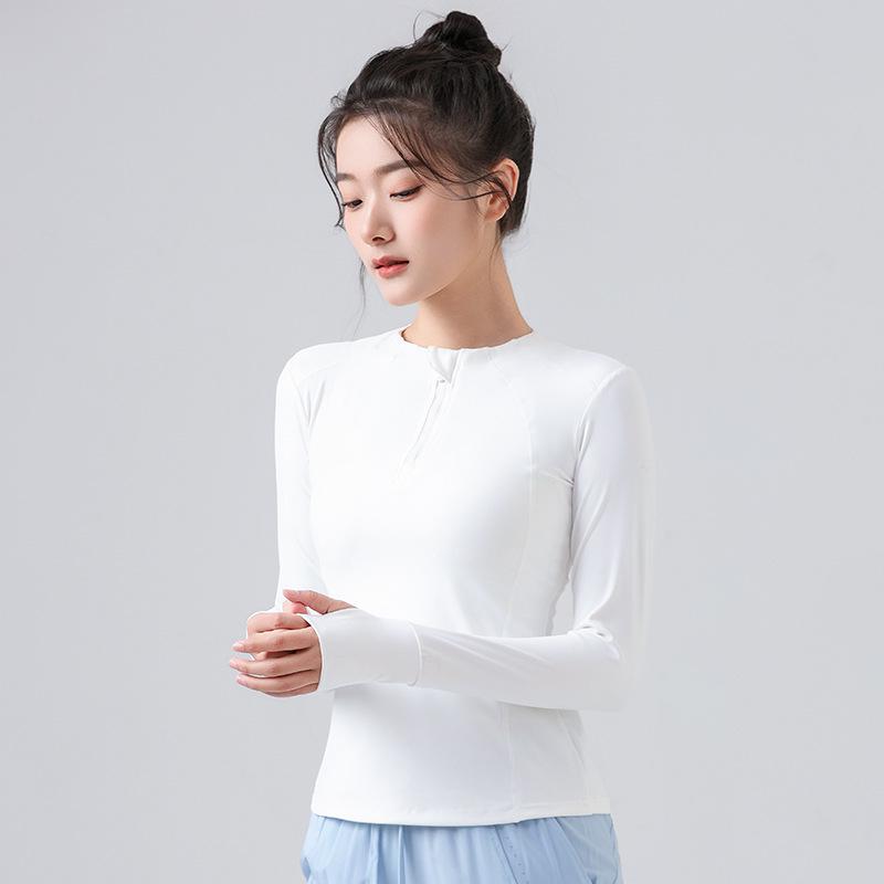 Damen Schnelltrocknendes Slim Fit Outdoor-Sportoberteil – Langarm Yoga & Lauf-Reißverschlusshemd