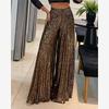 High Waist Sequin Flared Pants Fashion Female Sequin High Waist Wide Leg Flared Pants
