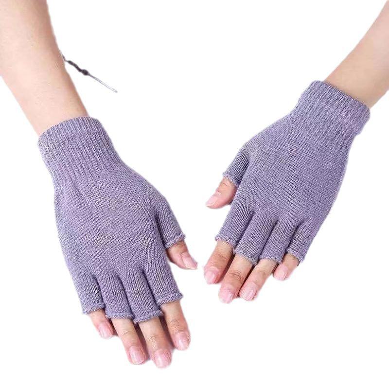 Unisex Cienkie Dzianinowe Rękawiczki Półpalczaste do Zimowej Jazdy na Rowerze, Pisania i Pracy