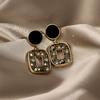 1 Pair Square Unique Drop Ear Stud Geometric-shaped Eye-catching Rhinestone Stud Earrings for Holiday