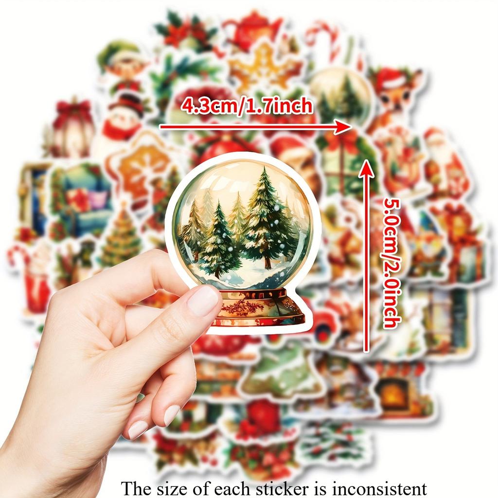50pcs/set Christmas Vinyl Stickers Gift Packaging Stickers Laptops Water Bottles Helmets DIY Craft Stickers Christmas Decoration