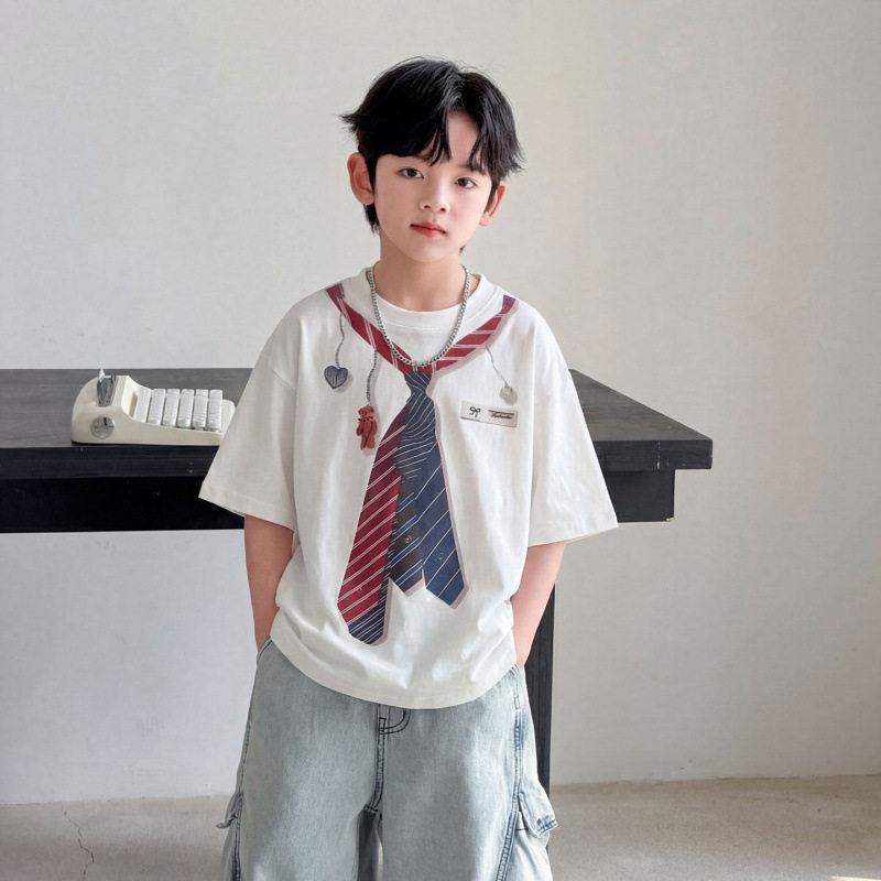 Boys Summer Cotton Short Sleeve T Shirt Preppy Cool Casual Top 110