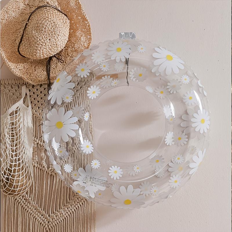 Transparent Daisy Inflatable Swimming Ring, a Fashionable Item for Summer Swimming Pools, Attractive and Durable