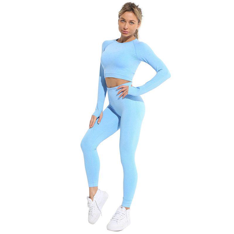New European & American Women's Quick-Dry Yoga Set: Long Sleeve Top, Sport Vest, Tight Pants.
