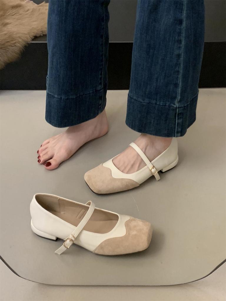 Slip on Casual Loafers Mules Elegant Summer Square Toe Chunky Low Heel Shallow Office Lady Pumps Shoes Comfortable Women's Dress