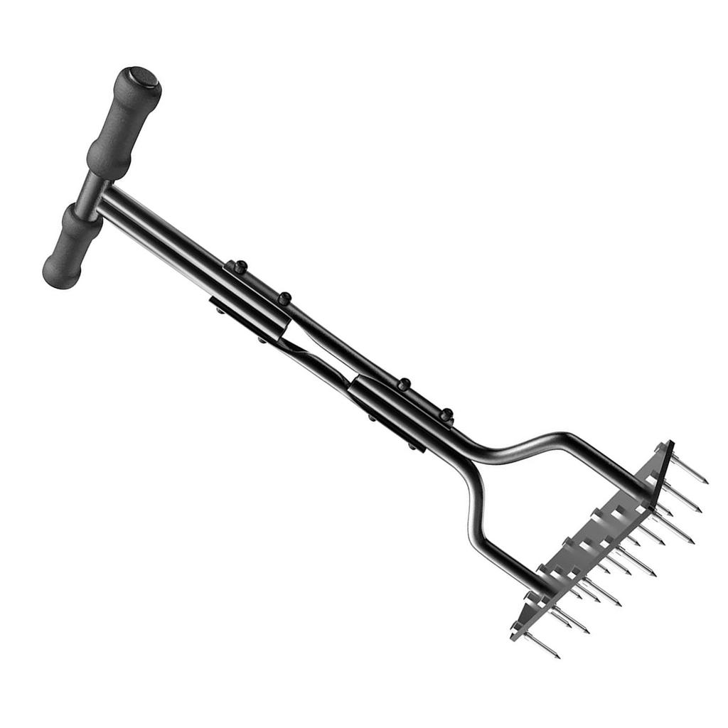 36 Inch Lawn Aerator with 15 Iron Spikes T Handle Manual Soil Aerating Tool Set for Yard Garden