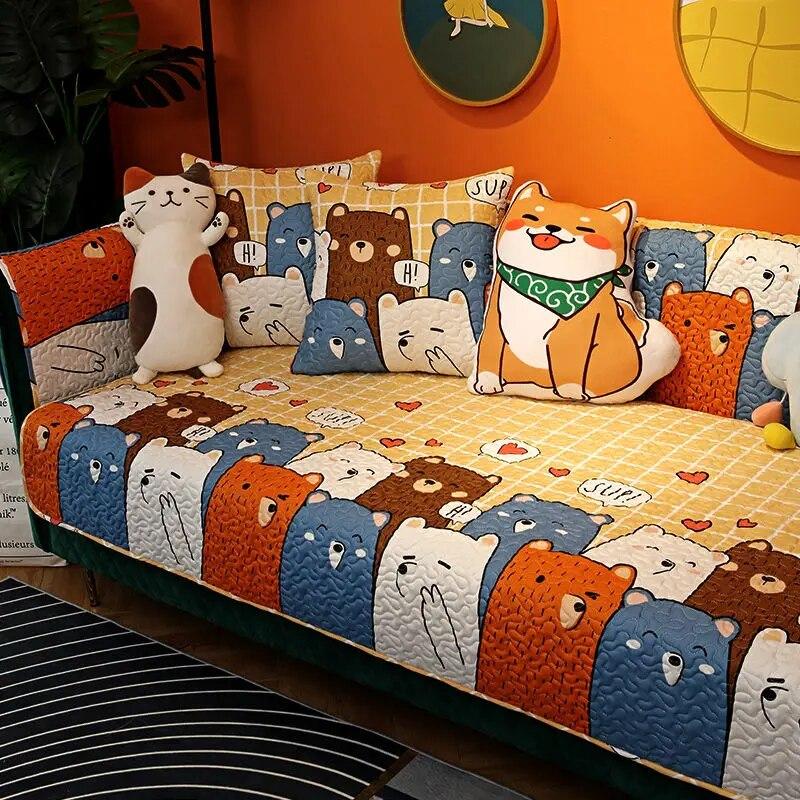 Žakárový povlak na pohovku zahuštěný protiskluzový kreslený povlak na polštářek bavlna samet univerzální ochrana obýváku univerzální ochrana nábytku