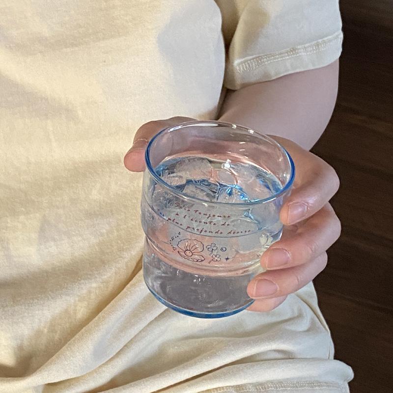 Nische Original Hochtemperaturbeständige Eisblaue Glas-Kaffeetasse, Design-Sinn Schalenmethode Romantische Wasserglas-Textur
