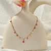 Women 18k Gold Plated Colorful Natural Stone Tassel Clavicle Necklace
