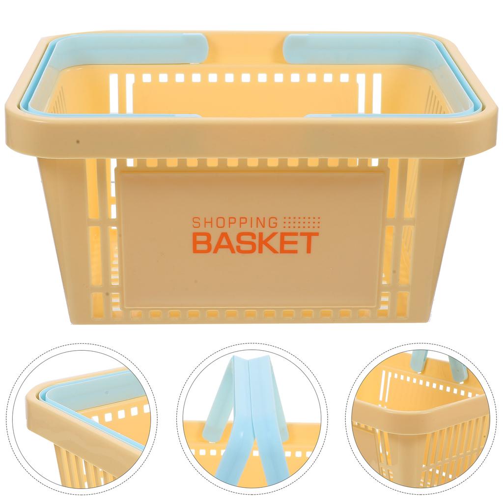 1pcs Plastic Storage Basket With Handles Multifunctional Household Organizer For Fruits Vegetables Snacks Toiletries Sundries