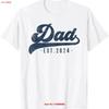 Dad Est 2024 To Be S New Daddy T Shirt Vintage Washed Fashion Stretched Streetwear Homme Stylish Top For Everyday Wear Vintage