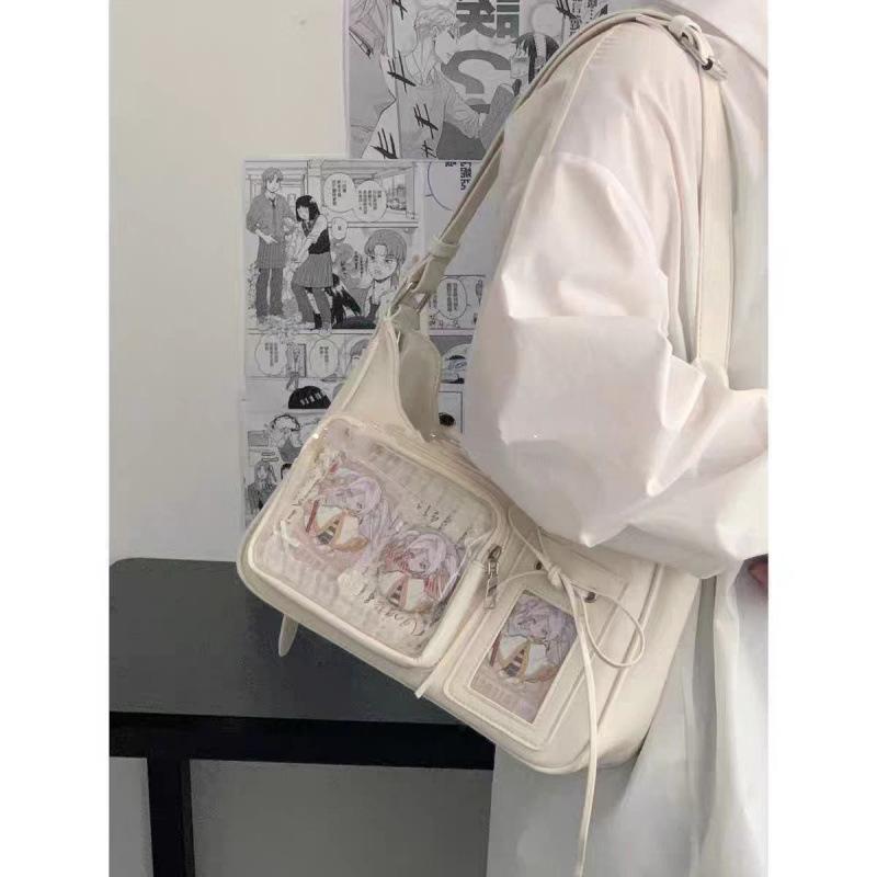College Style Versatile, Simple and Large-capacity Class Loading Book Mailman Bag Female Transparent Bar Single Shoulder Oblique Span Bag
