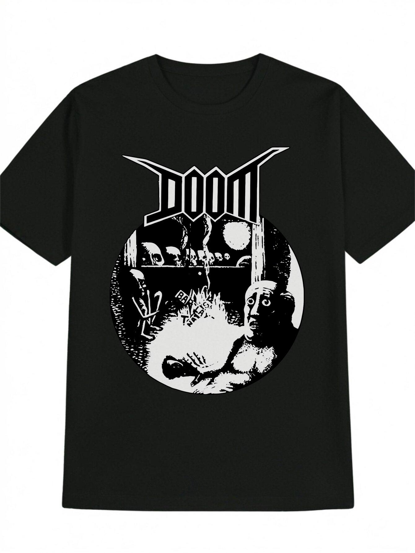 Графическая футболка - Готический дизайн ужасов с надписью DOOM XXL