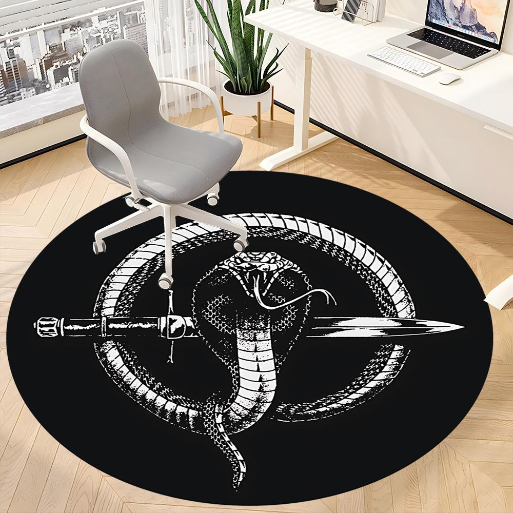 1 stuks Slang Dolk Kantoor Ronde Vloerkleed, Onder Kantoorstoelen Slaapkamer Woonkamer Huisdecoratie, Kamer Decoratie, Verkrijgbaar in Verschillende Maten