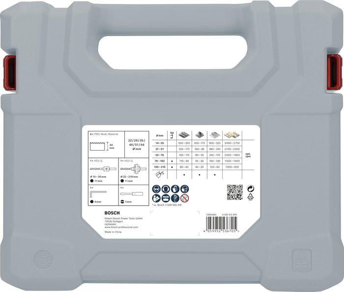 Coffret de scies trépans - Bosch - PRO Multi - 12 pièces - Ø 22 à 64 mm - Profondeur de coupe 44 mm