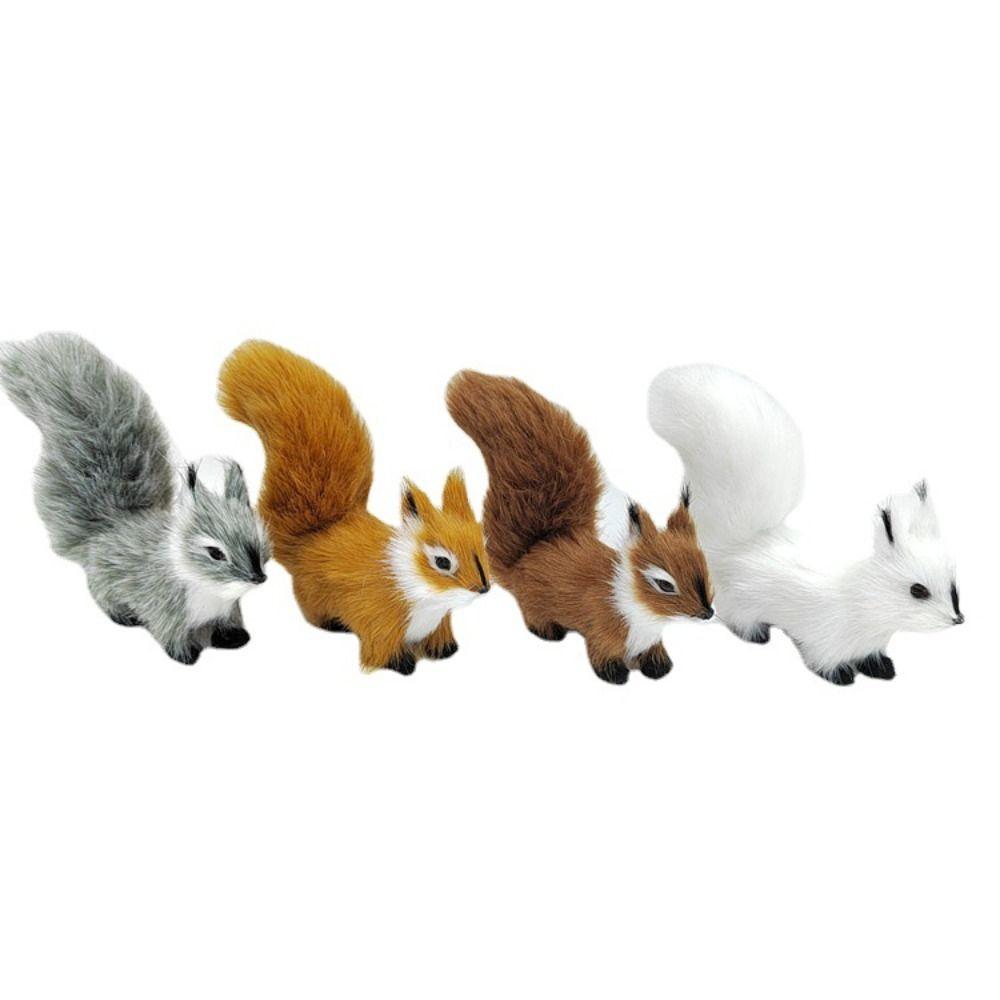 Plush Squirrel Miniatures Simulation Fur Simulation Animal Toy Christmas Decorations