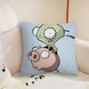 Cartoon Invader Zim Gir Cushion Cover Plush Fabric Soft Double Sided Print Sofa Cushion Cover Throw Pillow Covers